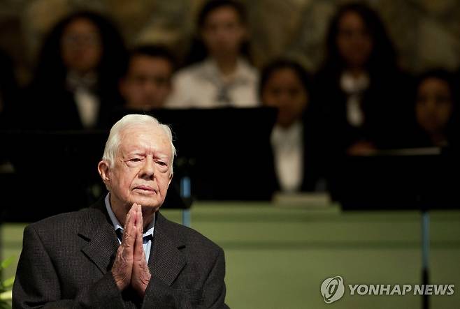 2015년 교회 일요 교실에 참석한 카터 전 대통령 [AP=연합뉴스 자료사진]