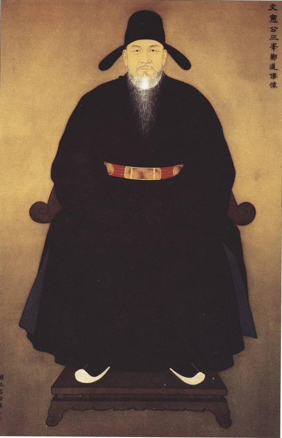 정도전 초상. 1994년 제작된 정부 표준 영정이다. 실제 정도전의 모습은 알 길이 없다. [사진 이익주]