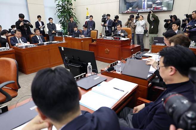 7일 오전 서울 여의도 국회에서 ‘윤석열 정부의 비상계엄 선포를 통한 내란 혐의 진상규명 국정조사특별위원회’ 회의가 진행되고 있다. (사진=연합뉴스)