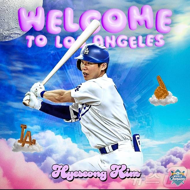 야구 국가대표 내야수 김혜성이 미국프로야구 메이저리그(MLB) LA 다저스와 계약을 체결했다. 사진은 LA 다저스 구단이 SNS에 게시한 환영 게시물. (로스앤젤레스 다저스 SNS 캡처)