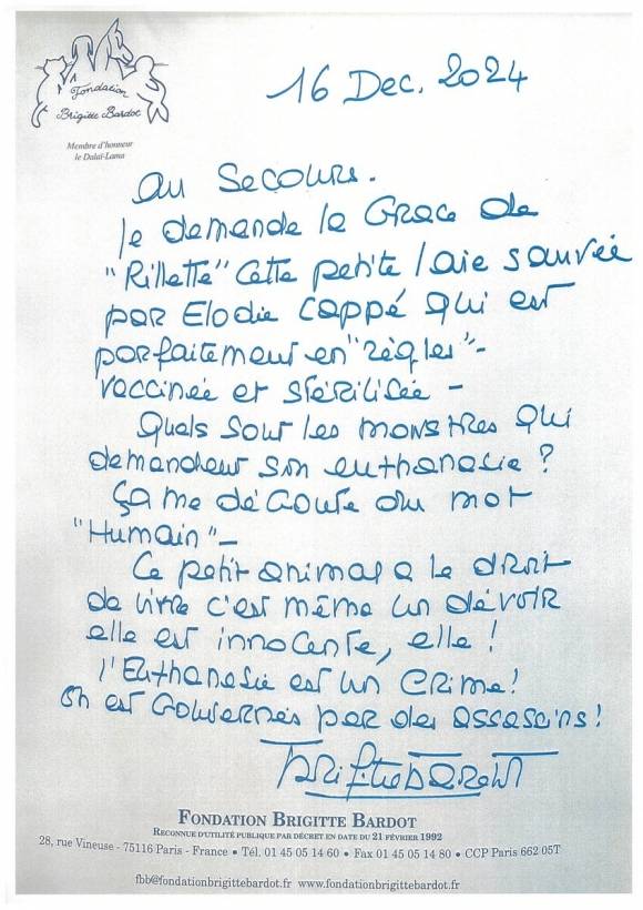 바르도가 X에 올린 자필 메모. X 캡처