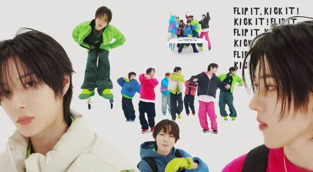 ㅂㅐㅇJYP엔터테인먼트의 신인 보이그룹 킥 플립은 6일 데뷔 앨범 수록곡 '응 그래'를 선공개하고 4사 신인 그룹 중 가장 먼저 데뷔 출발선에 섰다. '응 그래' 뮤직비디오 캡처