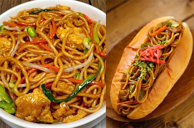 초우메인(좌)과 차오멘싼밍즈(우). 출처 : 바이두