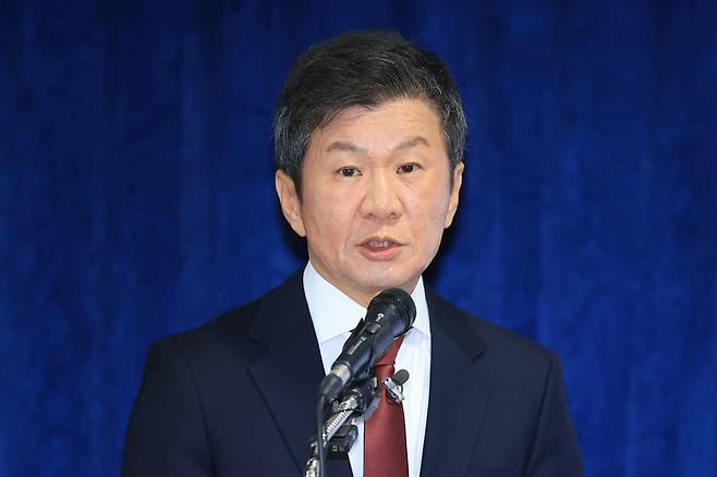 제55대 대한축구협회장 선거를 통해 4선에 도전하는 정몽규 후보.  연합뉴스