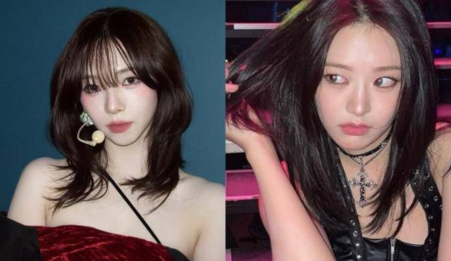 그룹 에스파 카리나와 아이브 안유진은 최근 중단발 레이어드컷 스타일으로 좋은 반응을 얻었다. 카리나 안유진 SNS