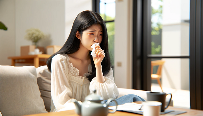 챗GPT가 감기몸살과 통증을 주제로 그린 이미지.