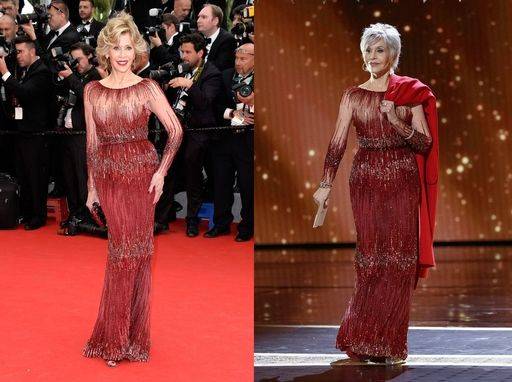 2014년 프랑스 칸 영화제에 참여한 제인 폰다(왼쪽)와 2020년 미국 LA에서 열린 제92회 아카데미 시상식에 참여한 제인 폰다. AP연합뉴스