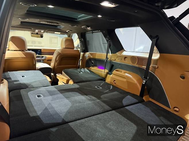 팰리세이드의 트렁크는 3열시트 사용시 546ℓ며 전동 슬라이딩 기능을 이용하면 최대 615ℓ를 사용할 수 있다. /사진=김서연 기자