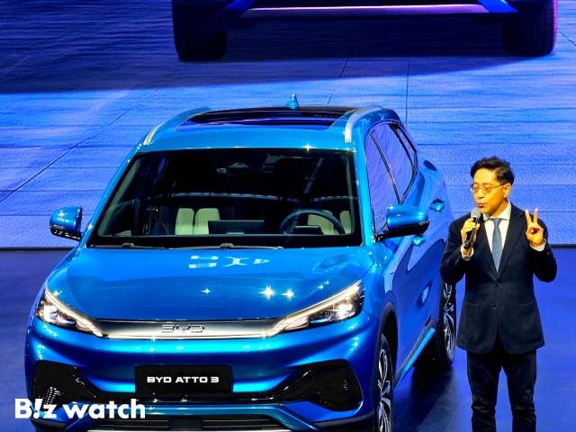 BYD 론칭 행사에서 조인철 BYD코리아 승용 사업부 대표가 포부를 밝히고 있다./사진=최지훈 기자 jhchoi@