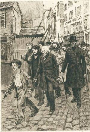 1832년작 판화 ‘반군들과 걷고 있는 가브로슈’. 
 Pierre Georges Jeanniot & Abel Faivre