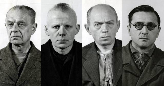 ▲ 뉘른베르크 후속재판에서 무기징역을 선고 받은 피고들. 왼쪽부터 프란츠 슐레겔베르거, 헤르베르트 클렘, 오스발트 로타우크, 루돌프 외셰이. ⓒ위키미디어