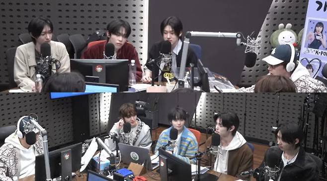 왼쪽 위부터 시계방향으로 동화, 아마루, 계훈, 준케이, 주왕, 민제, 케이주, 동현 (사진=KBS 쿨FM ‘이은지의 가요광장’ 캡처)