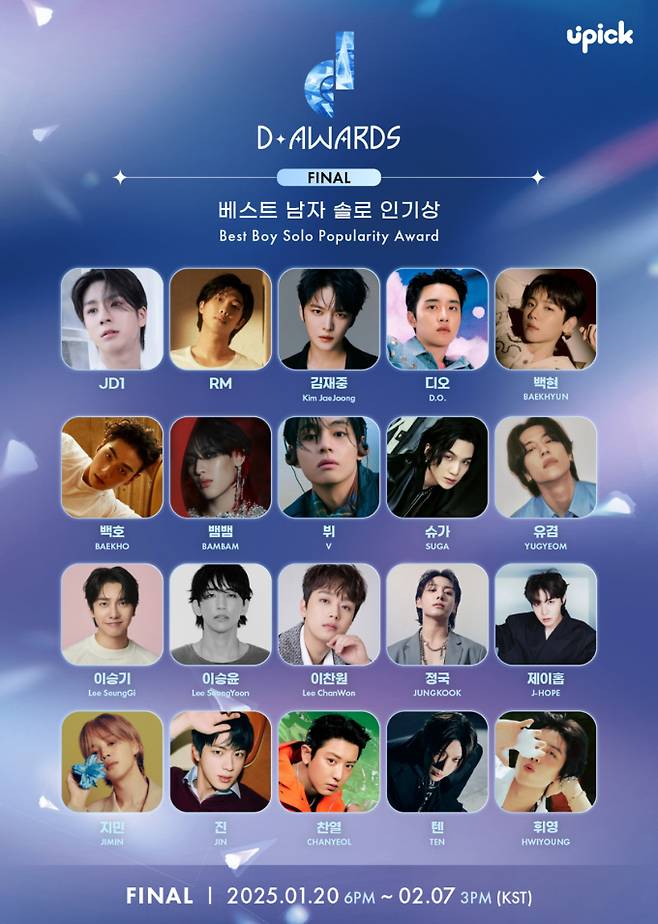 ‘디 어워즈’ 베스트 솔로 인기상 남자 후보