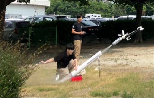 물로켓 발사 방식 고정익 드론 시연 장면. ⓒ대한상공회의소