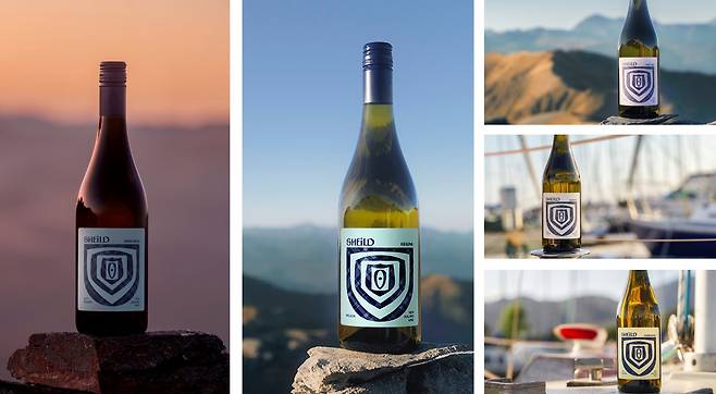 (왼쪽부터) 금번 라인업 확장된 5종 쉴드 피노누아, 쉴드 리슬링, 쉴드 피노그리, 쉴드 알바리뇨, 쉴드 샤르도네. 출시된 5종은 제임스 서클링으로부터 92점 이상의 평가를 받아 관심을 모으고 있다(니혼슈코리아 제공).