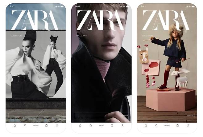 자라 애플리케이션(앱) 구동 화면. 자라리테일코리아의 온라인 매출 비중은 전체의 27%가 넘는다. /앱스토어