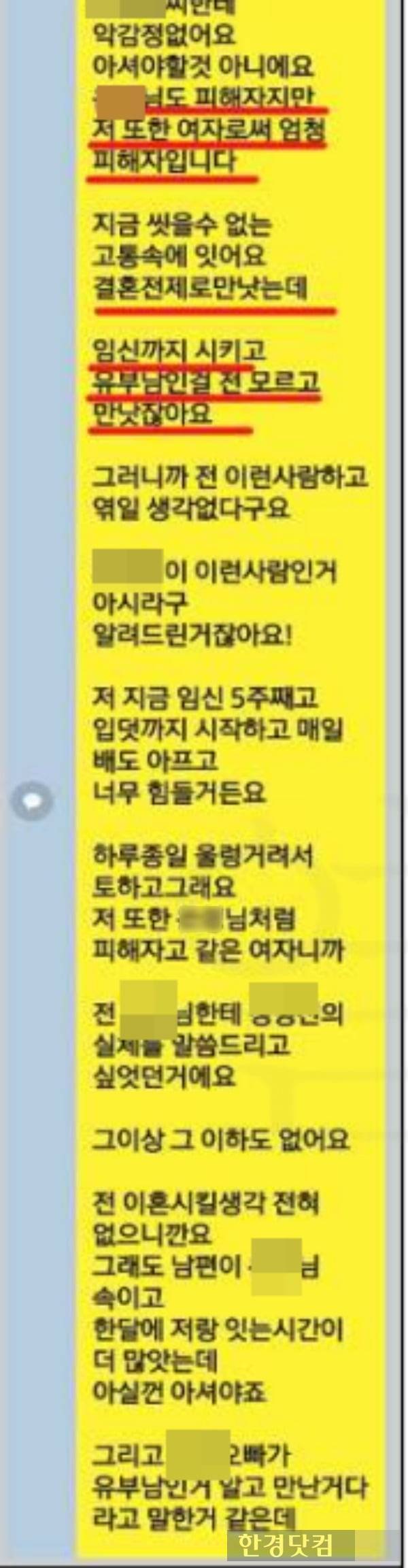 /사진=하나경이 A씨와 주고 받은 메시지 내용