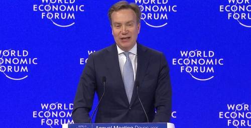 폐회사 하는 뵈르게 브렌데 세계경제포럼(WEF·다보스포럼) 총재 [WEF 제공. 재판매 및 DB 금지]