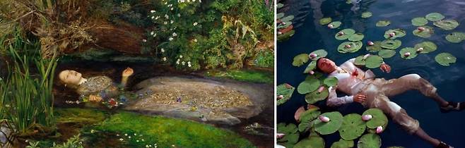 [좌] 존 에버렛 밀레이 , 1851년경 / 사진출처. Google Arts & Culture, [우] 영화 '더 폴: 디렉터스 컷' 스틸컷 / 사진출처. 네이버영화