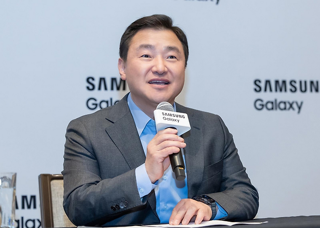 노태문 삼성전자 MX사업부장 사장 기자간담회 모습. [사진출처=삼성전자]