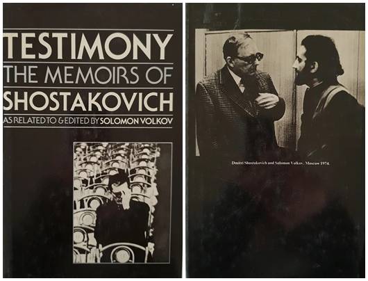 소련 음악학자 솔로몬 볼코프가 서방 망명 후 쇼스타코비치와의 인터뷰를 토대로 쓴 ‘증언’의 표지(왼쪽)와 그 안에 담긴 쇼스타코비치와의 사진.           퍼블릭 도메인