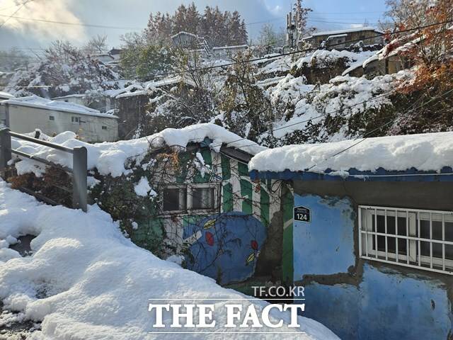 폭설이 쏟아진 서울 서대문구 홍제동 개미마을은 아스팔트 도로와 지붕, 계단 등이 약 20cm 눈으로 온통 뒤덮였다. ./이다빈 기자