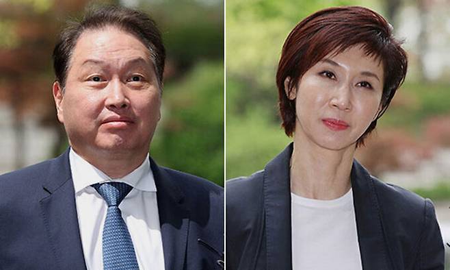 최태원 SK그룹 회장(왼쪽)과 노소영 아트센터 나비 관장. 뉴스1