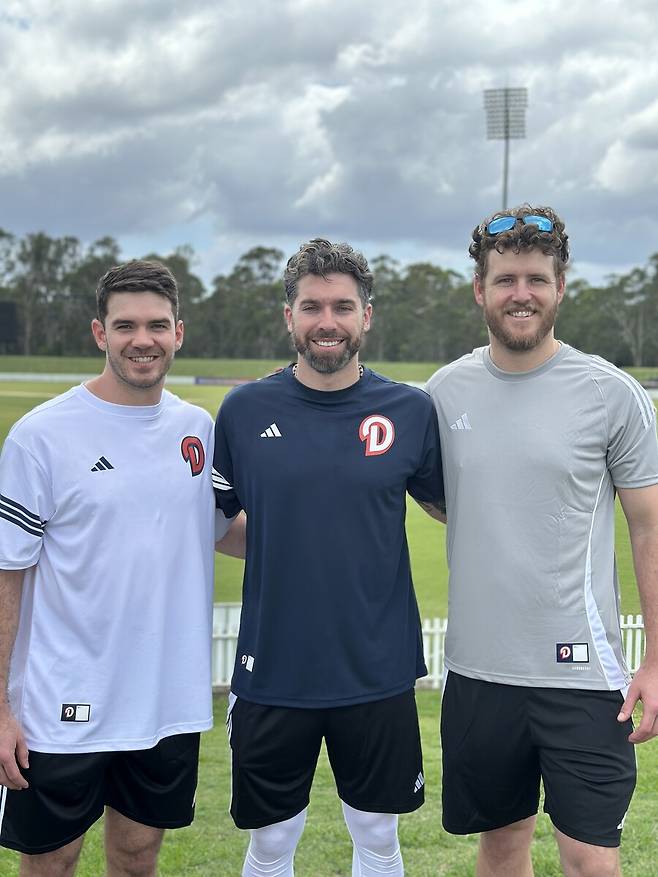 ▲ 두산 외국인선수 잭 로그, 제이크 케이브, 콜 어빈(왼쪽부터). ⓒ두산 베어스