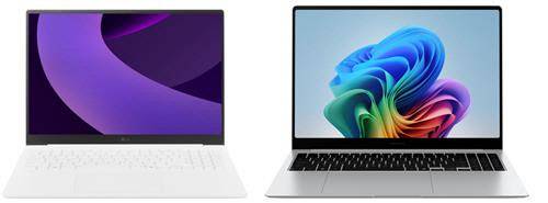 2025년형 LG그램과 갤럭시 북5 프로. [LG전자·삼성전자 제공]