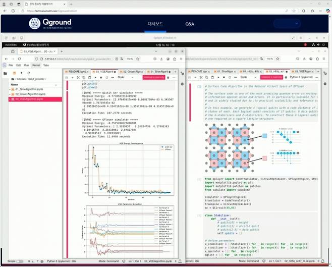 양자컴퓨팅 에뮬레이터 '큐플레이어' 시범 서비스 '큐그라운드' 화면 /사진=ETRI