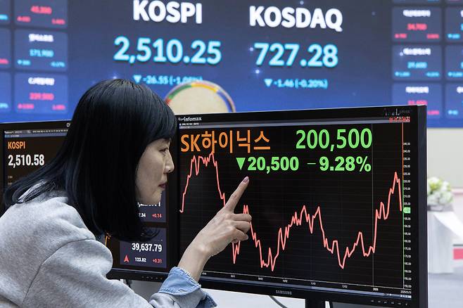 엔비디아에 HBM을 납품하는 SK하이닉스의 주가가 31일 '중국발 딥시크 쇼크' 여파로 폭락했다./뉴스1