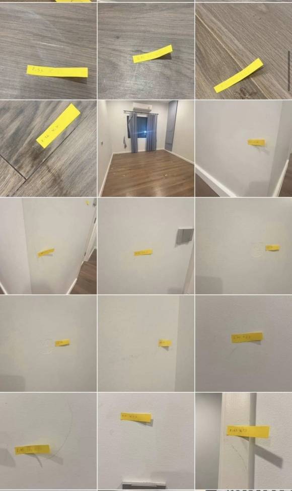 흠집 등을 복구하기 전엔 보증금을 돌려주지 못한다며 집주인이 집안 곳곳에 붙여놓은 300여개의 포스트잇. 페이스북 캡처