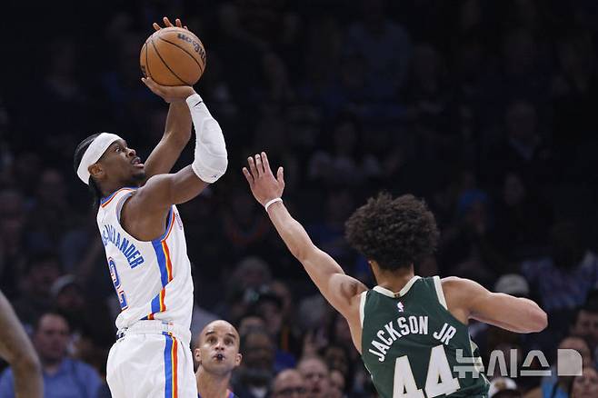 [오클라호마시티=AP/뉴시스] 미국프로농구(NBA) 오클라호마시티 선더의 셰이 길저스-알렉산더. 2025.02.03.