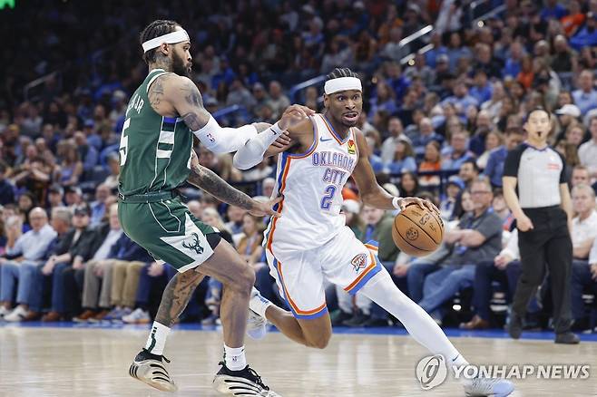 드리블하는 샤이 길저스알렉산더 [Imagn Images=연합뉴스]