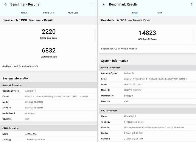 긱벤치(Geekbench 6)로 측정한 시스템 성능 / 출처=IT동아