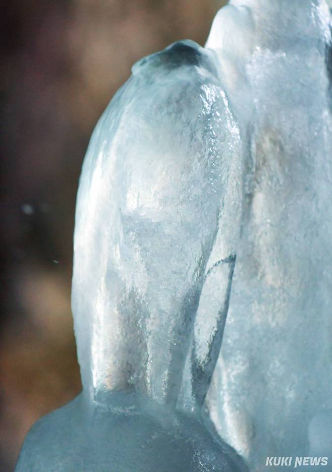 야생조류 한 마리가 바위 위에서 잠시 휴식을 취하는 듯한 형상이다.