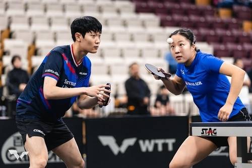 신유빈(오른쪽)과 조대성.   WTT 홈페이지 캡처
