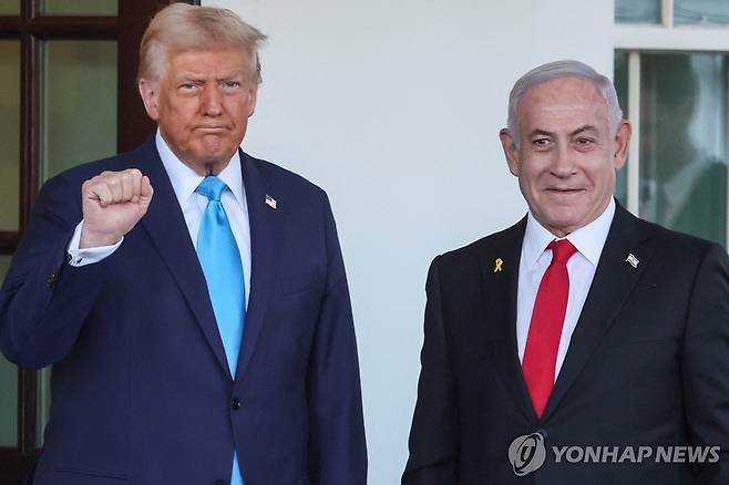 도널드 트럼프 미국 대통령과 베냐민 네타냐후 이스라엘 총리 [로이터 연합뉴스. 재판매 및 DB 금지]