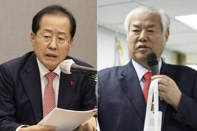 홍준표 대구시장(사진 왼쪽)이 전광훈 사랑제일교회 목사의 '아들 시신 암매장' 논란과 관련 생각을 밝혔다. (사진=연합뉴스)