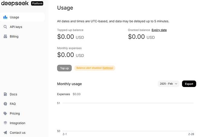 딥시크의 API 크레딧 충전화면/사진=딥시크 홈페이지