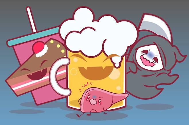 설탕과 탄산음료는 치아뿐만 아니라 간에도 해로우며, 술은 알코올 중독 수준에 못 미치게 마셔도 간에 손상을 줄 수 있다는 점을 명심해야 한다. [사진=클립아트코리아]