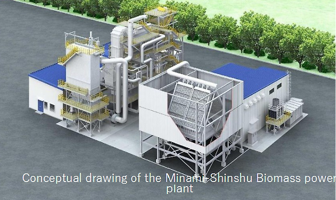 세이코엡손이 일본 나가노현 남부 지역에 건설 중인 '미나미 신슈 바이오매스 발전소' 조감도.ⓒ엡손 제공