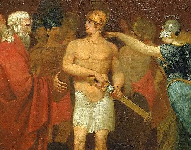 윌리엄 페이지, 아가멤논과 아킬레우스의 말다툼(일부 확대), 1832년경, 패널에 유채, 25.2x38.1cm, 스미스소니언 박물관