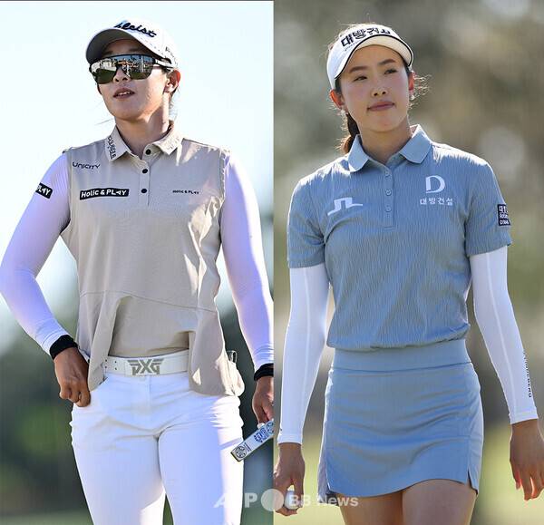 2025년 미국여자프로골프(LPGA) 투어 파운더스컵 골프대회 우승 경쟁에 뛰어든 임진희 프로가 3라운드에서 경기하는 모습이다. 그리고 선두에 나선 교포선수 노예림. 사진제공=ⓒAFPBBNews = News1