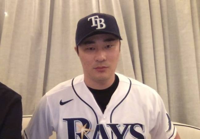 최근 탬파베이와 계약한 김하성. 사진=탬파베이 화상 인터뷰 캡쳐