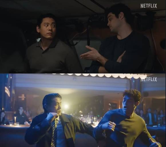 배우 유태오가 넷플릭스 오리지널 시리즈 '더 리쿠르트' 시즌2로 호흡을 맞춘 노아 센티네오와의 케미를 언급했다. /넷플릭스