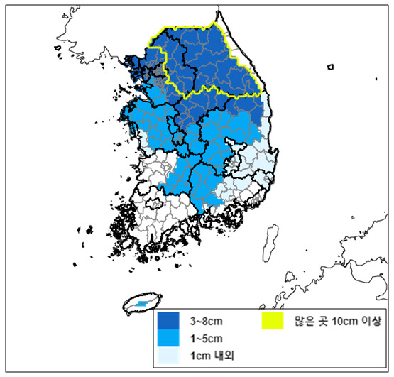 12일 예상 적설 [기상청 제공]