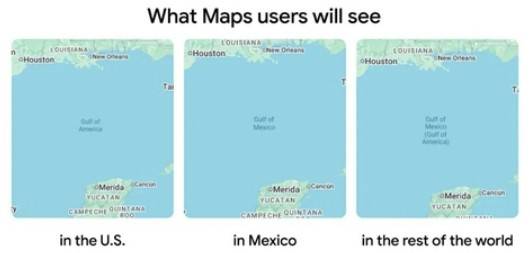 구글 지도의 '멕시코만' 표기 변경. 구글 블로그 캡처