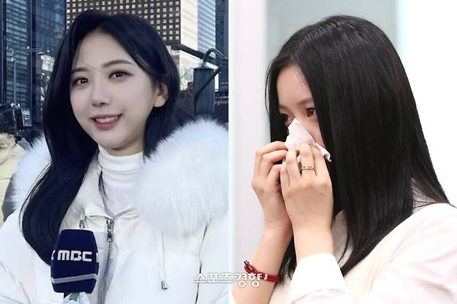 지난해 9월 사망한 고 오요안나(왼쪽)과 뉴진스 멤버 하니. 경향신문 자료사진