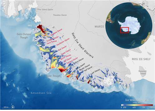 게츠 빙하의 위치와 각 빙하의 명칭 [극지연구소 제공. 재판매 및 DB 금지]